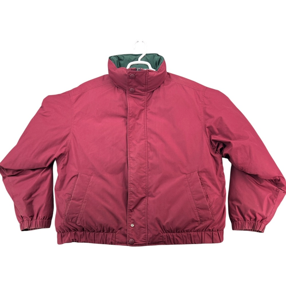 Eddie Bauer Mens XL Goose Down Puffer Jacket Red Green Quilted Winter Coat 0023